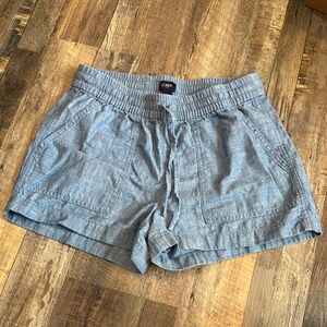 J. Crew Light Blue Chambray Shorts with Elastic Waistband
